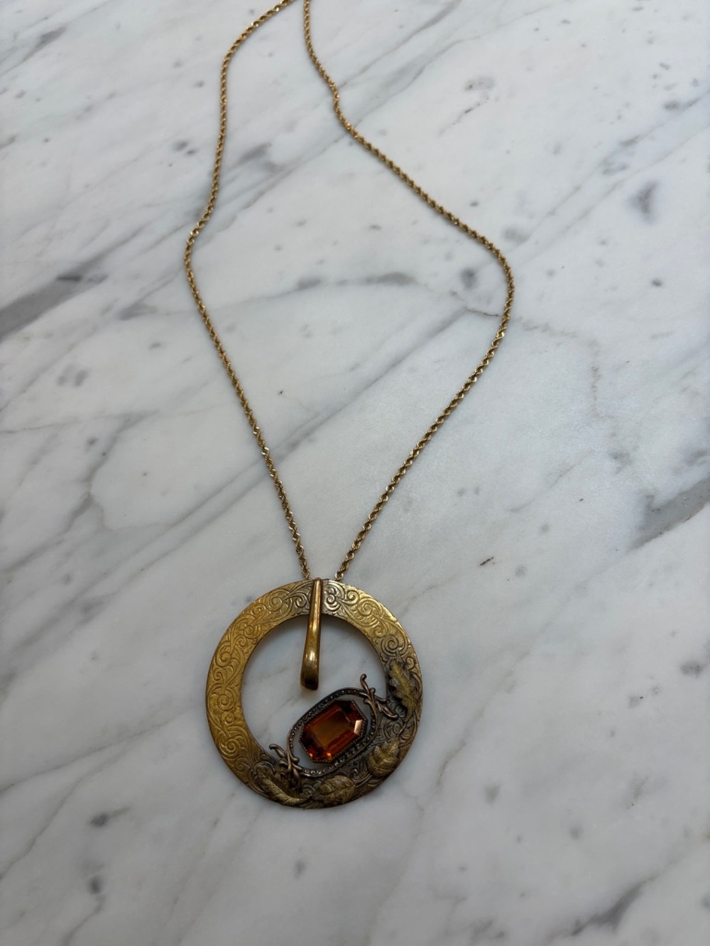 Antique-Style Round sash buckle / necklace by George L Payne CO.